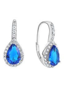 Paar Ohrh&auml;nger Firetti "Schmuck Geschenk Silber 925 Ohrschmuck Patentbrisur Tropfen Glitzer", blau (silberfarben, kristallwei&szlig;, dunkelblau, kristallwei&szlig;, dunkelblau), Ohrringe, Damen, Silber 925 (Sterlingsilber), Paar Ohrh&auml;nger, mit Kristallstein, Zirkonia (synth.)