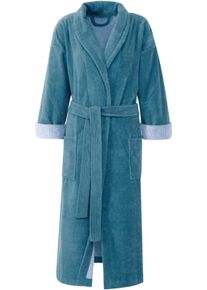G&ouml;zze Unisex-Bademantel G&Ouml;ZZE "Turin, ideal f&uuml;r Sauna & Spa, Hotelbademantel, Morgenmantel" Gr. S, blau, L:125cm, Baumwoll-Mix, Hausm&auml;ntel, Unisex-Bademantel, f&uuml;r Damen & Herren, mit G&uuml;rtel und zwei aufgesetzten Taschen, lang