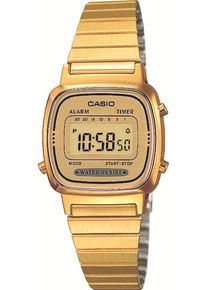 Chronograph CASIO VINTAGE, gold (goldfarben, gelbgoldfarben), Armbanduhren, Damen, Chronograph, Quarzuhr, Armbanduhr, Damenuhr, Digitaluhr, Datum, Edelstahlarmband