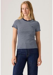 Levi's Langarmshirt LEVI'S "ESSENTIAL HM LS TEE", Damen, Gr. L (40), mila stripe peacoat, Single Jersey, Obermaterial: 100% Baumwolle, regular fit normal, Rundhals, abgesteppt, Shirts Langarmshirt, mit Logo Stickerei