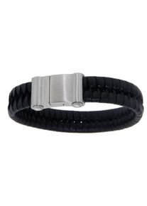 Armband Firetti "Schmuck Geschenk Lederarmband, Verschlu&szlig; gravierbar", schwarz (edelstahlfarben, schwarz), Armb&auml;nder, Damen, 21cm, Edelstahl, Armband