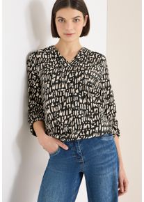 Langarmbluse Cecil, Damen, Gr. S (38), raw khaki, Web, Obermaterial: 100% Viskose, gemustert, h&uuml;ftbedeckend, V-Ausschnitt, elastischer Bund mit Gummizug, Blusen Langarmbluse, mit Tunnelzug und grafischem Muster