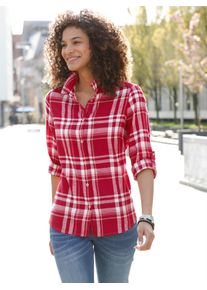 Flanellbluse Casual Looks, Damen, Gr. 48, bunt (rot, camel, kariert), 100% Baumwolle, gemustert, kariert, mehrfarbig, Blusen Flanellbluse