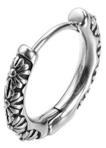 Single-Creole Firetti "Schmuck Geschenk Ohrschmuck einzeln Flower Power", schwarz (edelstahlfarben, schwarz), Ohrringe, Damen, 18,3mm, Edelstahl, Single-Creole