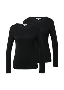 Langarmshirt s.Oliver, Damen, Gr. 36, 2x schwarz, Single Jersey, Obermaterial: 100% Baumwolle, unifarben, tailliert h&uuml;ftbedeckend, Rundhals, Shirts Langarmshirt, mit Rundhalsausschnitt, 2er Pack