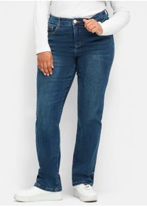 Bequeme Jeans sheego, Damen, Gr. 21, Kurzgr&ouml;&szlig;en, blau (dunkelblau denim), 96% Baumwolle, 4% Elasthan, unifarben, lang, Jeans Bequeme Jeans