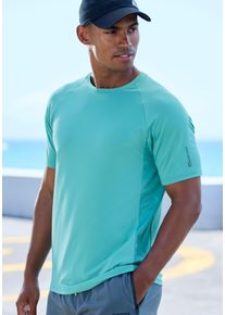 Funktionsshirt AUTHENTIC LE JOGGER, Herren, Gr. S (44/46), t&uuml;rkis, Trikot, Obermaterial: 88% Polyester, 12% Elasthan, unifarben, figurbetont h&uuml;ftlang, Rundhals, Raglan&auml;rmel normaler Saum, Shirts Funktionsshirt, mit Rundhalsausschnitt und seitlichen Mesh-Einsatz