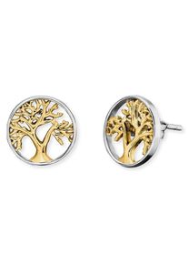 Paar Ohrstecker Engelsrufer "Lebensbaum Bicolor", gold (silberfarben, gelbgoldfarben), Ohrringe, Damen, 12mm, Silber 925 (Sterlingsilber), Paar Ohrstecker