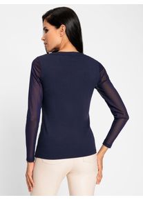 Langarmshirt Heine "Shirt", Damen, Gr. 44, blau (marine), 95% Viskose, 5% Elasthan, &Auml;rmel:4% Elasthan, 96% Polyester, unifarben, Rundhals, Shirts Langarmshirt