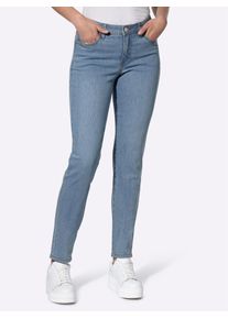 5-Pocket-Jeans Casual Looks, Damen, Gr. 46, Normalgr&ouml;&szlig;en, blau (blau, bleached), 99% Baumwolle, 1% Elasthan, unifarben, lang, Jeans 5-Pocket-Jeans