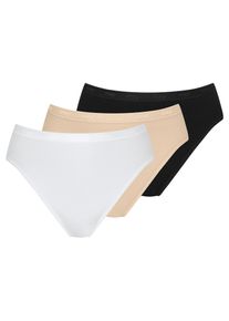 Jazz-Pants Slips Mey "Best Of", Damen, Gr. 46, 3 Stk., schwarz-wei&szlig; (wei&szlig;, schwarz,), Single Jersey, Obermaterial: 97% Baumwolle, 3% Elasthan, bedruckt, unifarben, k&ouml;rpernah, Unterhosen Jazz-Pants Slips, ohne auftragende Seitenn&auml;hte