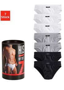 H.I.S. Slip H.I.S "Unterhosen f&uuml;r Herren", Herren, Gr. 5M, 7 Stk., schwarz-wei&szlig; (schwarz, grau, meliert, wei&szlig;), Jersey, Obermaterial: 95% Baumwolle, 5% Elasthan, unifarben, k&ouml;rpernah, Unterhosen Slip, aus Baumwoll-Mix in einer Dose verpackt, Topseller