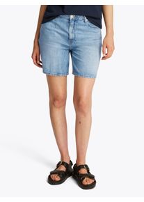 Shorts Tommy Hilfiger "DNM STRAIGHT SHORT RW SIA", Damen, Gr. 32, N-Gr, blau (sia), Denim/Jeans, Obermaterial: 100% Baumwolle, unifarben, straight fit kurz, Hosen Shorts, mit leichter Waschung, Logo-Bage