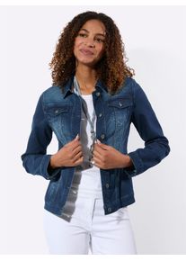 Jeansjacke Inspirationen, Damen, Gr. 52, blau, stone, washed, 78% Baumwolle, 20% Polyester, 2% Elasthan, unifarben, Jacken Jeansjacke