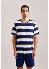 Pyjama Seidensticker "Schwarze Rose", Herren, Gr. XL, dunkelblau, 60% Baumwolle 40% Viskose, unifarben, Homewear-Sets Pyjama