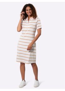 Shirtkleid Casual Looks "Kleid", Damen, Gr. 42, Normalgr&ouml;&szlig;en, hellros&eacute;, camel, geringelt, Jersey, 95% Baumwolle, 5% Elasthan, gemustert, gestreift, mehrfarbig, kurz, Kleider Shirtkleid