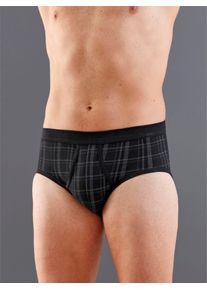 Slip Schiesser, Herren, Gr. 7, 2 Stk., schwarz (schwarz, kariert), 100% Baumwolle, Unterhosen Slip