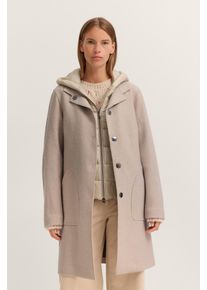 Wollmantel Bugatti "Modern Fit", Damen, Gr. 36, beige (40, beige), 50% Viskose, 50% Wolle, unifarben, normal, normaler Saum, M&auml;ntel Wollmantel, mit Kapuze & herausnehmbarer Weste