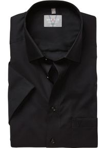 Kurzarmhemd MARVELIS, Herren, Gr. 42, N-Gr, schwarz, Web, Obermaterial: 100% Baumwolle, unifarben, comfort fit normal, Hemden Kurzarmhemd, Businesshemd, New-Kentkragen, comfort fit