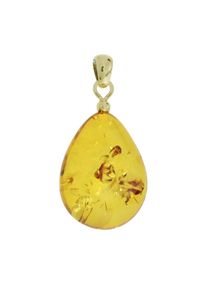 Kettenanh&auml;nger OSTSEE-SCHMUCK "- Tropfen flach, ca. 22 mm lang - Gold 333/000 - Bernstein -" Gr. 32, gold (gold 333, goldfarben, gelb), Schmuckanh&auml;nger, Damen, Bernstein, Kettenanh&auml;nger