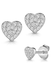 Paar Ohrstecker Firetti "Schmuck Geschenk Silber 925 Ohrschmuck Herz", silber (silberfarben, kristallwei&szlig;, kristallwei&szlig;), Ohrringe, Damen, Silber 925 (Sterlingsilber), Paar Ohrstecker, Made in Germany - mit Zirkonia (synth.)