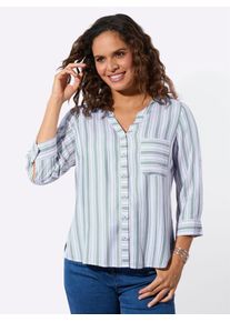 Funktionsbluse Casual Looks, Damen, Gr. 46, kalkmint, wei&szlig;, gestreift, 100% Viskose, gemustert, gestreift, Rundhals, Blusen Funktionsbluse