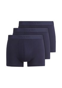 Boxershorts OLYMP, Herren, Gr. XL, 3 Stk., blau (marine), Obermaterial: 95% Baumwolle, 5% Elasthan, Unterhosen Boxershorts, mit Ton-in-Ton Markenlogo