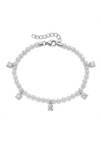 Perlenarmband Firetti "Schmuck Geschenk Silber 925 Armschmuck Armkette mit Behang", silberfarben, kristallwei&szlig;, wei&szlig;, kristallwei&szlig;, Armb&auml;nder, Damen, 19cm, Perlen Silber 925 (Sterlingsilber), Perlen, Silber 925 (Sterlingsilber), Perlenarmband, mit Zirkonia (synth.) - mit Muschelkernperle