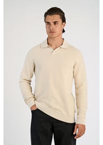 Strickpullover LINDBERGH, Herren, Gr. XL, lt stone, Strick, Obermaterial: 100% Baumwolle, unifarben, normal h&uuml;ftbedeckend, V-Ausschnitt, Flachstrickb&uuml;ndchen, Pullover Strickpullover, mit Hemdkragen und leichter Struktur