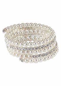 Armspirale Firetti "festlich", wei&szlig; (metallfarben, wei&szlig;, kristallwei&szlig;, kristallwei&szlig;), Armb&auml;nder, Damen, Metall, Armspirale, mit Glasstein - mit Acrylperle, Topseller