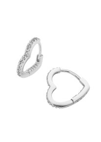 Paar Creolen Firetti "Schmuck Geschenk Silber 925 Ohrschmuck Ohrringe Herzf&ouml;rmig", silberfarben, kristallwei&szlig;, kristallwei&szlig;, Ohrringe, Damen, Silber 925 (Sterlingsilber), Paar Creolen, mit Zirkonia (synth.)