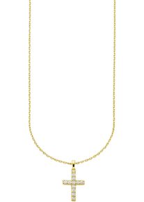 Kette mit Anh&auml;nger "Schmuck Geschenk Silber 925 Halskette mit Kreuzanh&auml;nger", gold (gelbgoldfarben, kristallwei&szlig;), ANISTON JEWELRY & WATCHES, Halsketten, Damen, Silber 925 (Sterlingsilber), L: 47 B: 0,7mm, Kette mit Anh&auml;nger, mit Zirkonia (synth.), B:0,7mm
