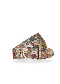Lederg&uuml;rtel Mustang, Damen, Gr. 105, bunt (gold, multicolor), Rindsleder, gebl&uuml;mt, mehrfarbig, G&uuml;rtel Lederg&uuml;rtel, Florales oder Animal-Design, 4 cm breit