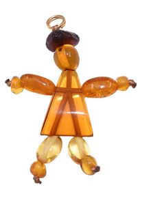 Kettenanh&auml;nger Firetti "Schmuck Geschenk Halsschmuck Anh&auml;nger f&uuml;r Halskette Bernstein Puppe", orange (gelbgoldfarben, gelb, braun, gelb, braun), Schmuckanh&auml;nger, Damen, Messing, 15 g, Kettenanh&auml;nger, Made in Germany - mit Bernstein