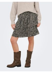 Midirock Only "ONLMAVIE LIFE SHORT LOOSE SKIRT WVN", Damen, Gr. S (36), schwarz aop:splassed abstract, Web, Obermaterial: 100% Polyester, bedruckt, regular fit kniefrei, R&ouml;cke Midirock