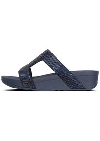 Pantolette fitflop "MARLI", Damen, Gr. 41, blau (dunkelblau), Textil, Glitzer, Schuhe Pantolette, Sommerschuh, Strandschuh, Sandale, Flats mit Glitzer-Details