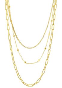 Edelstahlkette Firetti "Schmuck Geschenk Trio Layerkette", gold (gelbgoldfarben), Halsketten, Damen, Edelstahl, L: 45, Edelstahlkette