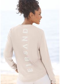Longsleeve ELBSAND "Tira", Damen, Gr. M (38), beige (creme meliert), Jersey, Obermaterial: 50% Baumwolle, 50% Polyester, meliert, figurumspielend h&uuml;ftlang, Rundhals, Shirts Longsleeve, mit Logodruck hinten, Langarmshirt, sportlich-casual, Topseller