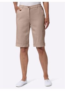 Jeansbermudas Classic Basics, Damen, Gr. 46, Normalgr&ouml;&szlig;en, beige (sesam), 97% Baumwolle, 3% Elasthan, unifarben, knielang, Jeans Jeansbermudas