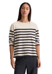 Marc O'Polo Longsleeve MARC O'POLO, Damen, Gr. L, dunkelblau, Jersey, Obermaterial: 100% Baumwolle, geringelt, relaxed fit, Rundhals, Shirts Longsleeve, relaxed fit, aus garngef&auml;rbtem Heavy-Slub-Jersey, geringelt