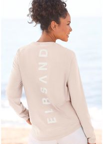 Longsleeve ELBSAND "Tira", Damen, Gr. L (40), beige (creme meliert), Jersey, Obermaterial: 50% Baumwolle, 50% Polyester, meliert, figurumspielend h&uuml;ftlang, Rundhals, Shirts Longsleeve, mit Logodruck hinten, Langarmshirt, sportlich-casual, Topseller