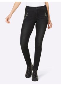 Bequeme Jeans Heine, Damen, Gr. 38, Normalgr&ouml;&szlig;en, schwarz (schwarz denim), 95% Baumwolle, 3% Polyester, 2% Elasthan, unifarben, lang, Jeans Bequeme Jeans