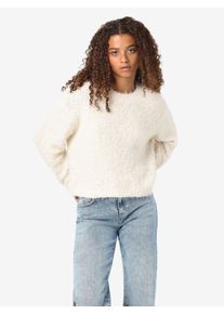 Rundhalspullover Noisy may "NMSASSY L/S O-NECK KNIT NOOS", Damen, Gr. XS, gelb (eggnog), Strick, Obermaterial: 69% Polyester, 31% Nylon, unifarben, relaxed fit normal, Rundhals, Pullover Rundhalspullover, Materialmix, relaxed fit