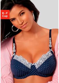 B&uuml;gel-BH Nuance, Damen, Gr. 110, Cup F, blau (marine, wei&szlig;), Microtouch, Obermaterial: 80% Polyamid, 10% Elasthan, 10% Viskose, BHs B&uuml;gel-BH, mit wundersch&ouml;ner Stickerei, Dessous