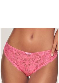 Tanga Lascana "Nikoletta", Damen, Gr. 36/38, pink, Spitze, Obermaterial: 88% Polyamid, 12% Elasthan, Unterhosen Tanga, mit feiner Zierschleife und Accessoire in Perlenoptik