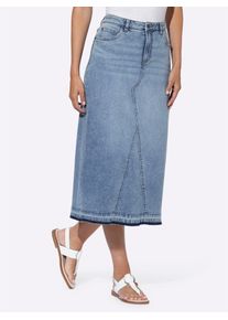 Jeansrock Heine, Damen, Gr. 42, blau (blau, bleached), 95% Baumwolle, 3% Polyester, 2% Elasthan, unifarben, wadenlang, R&ouml;cke Jeansrock
