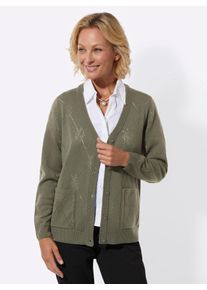 Cardigan CLASSIC, Damen, Gr. 40, khaki, 100% Polyacryl, unifarben, Strickjacken Cardigan