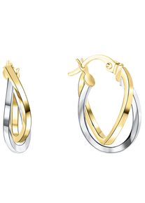 Paar Creolen Firetti "Schmuck Geschenk Gold 375 Ohrschmuck Creole", gold (gelbgoldfarben, wei&szlig;goldfarben), Ohrringe, Damen, 14mm, Gelbgold 375, Paar Creolen