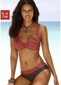 B&uuml;gel-Bikini s.Oliver, Damen, Gr. 48, Cup E, rot (rot, braun), Polyamid, bedruckt, Bikini-Sets B&uuml;gel-Bikini, mit grafischem Druckdesign