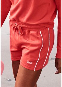 H.I.S. Shorts H.I.S, Damen, Gr. 32/34, N-Gr, rot, Interlock, Obermaterial: 60% Baumwolle, 40% Polyester, bestickt, unifarben, Basic, bequem ca. Mitte Oberschenkel, Hosen Shorts, mit Piping an der Seite